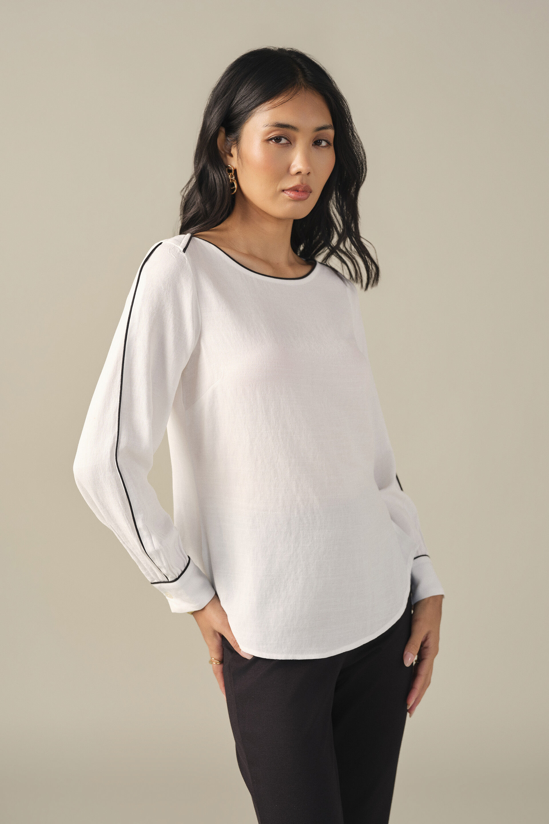 Ruffle Top in White, White, image 4